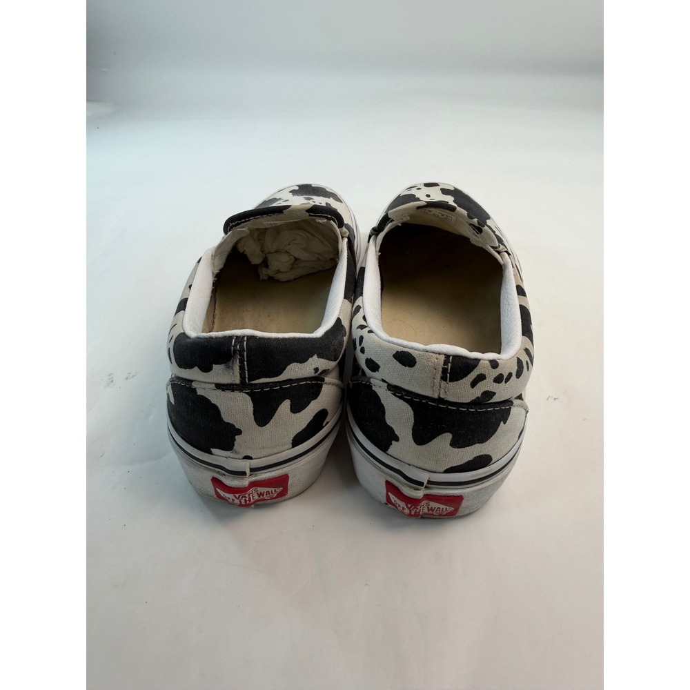 Vans Classic Slip-On Cow Print Black White Canvas Sneakers Womens 8.5 Mens 7 - Picture 4 of 7